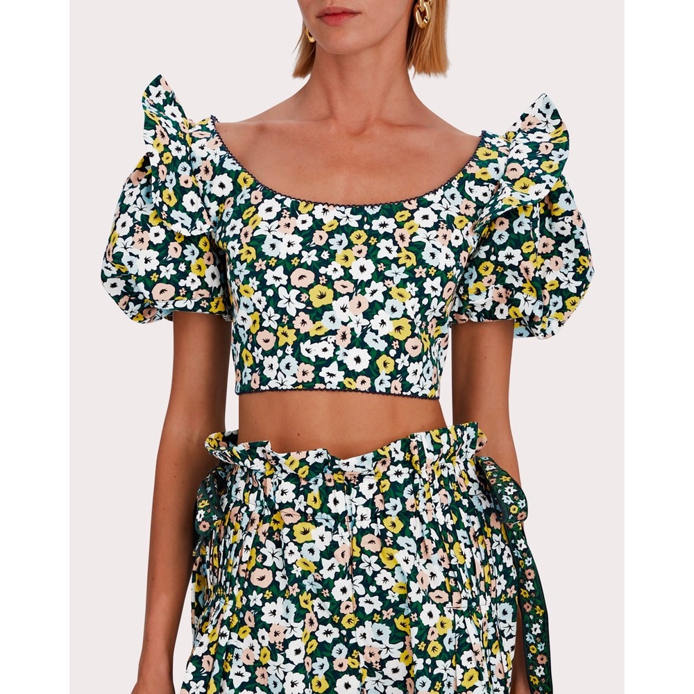 NWT Agua by Agua Bendita Nova Floral Cotton Crop Top
